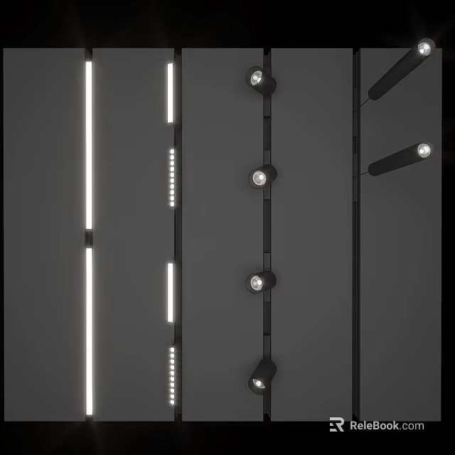 Modern Black Downlights And Spotlights With Linear Design For Indoor Lighting Decoration 3d model 