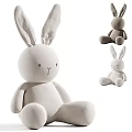 Cute White Bunny Stuffed Plush Doll With Soft Material And Simple Design 3d model
