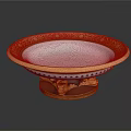 Elegant Decorative Bowl With Red Gold Patterns And Intricate Ornate Base Stand