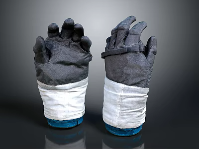 Black Textured Gloves With White Wrist Wrap And Blue Base Design Appearance 3d model