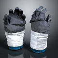 Black Textured Gloves With White Wrist Wrap And Blue Base Design Appearance