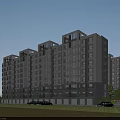 Modern Residential Building Exterior With Glass Facade Balconies Green Lawn And Parking Area