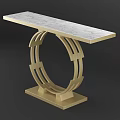 Elegant Modern Console Table With Marble Top And Golden Circular Base