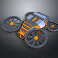Orange and Gray Multi wheeled Concept Vehicle with Modern Design and Orange Hubcaps