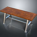 Simple Modern Table With Brown Wooden Tabletop And Silver Metal Frame 3d model