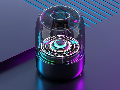 Modern Headphone Speaker With Transparent Case And Colorful LED Lighting Effects 3d model