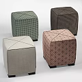 Square Linen Ottoman with Stitching Detail Various Sizes 400x400x420 and 500x500x420 Multiple Color Options
