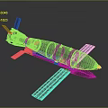 Green Military Aerial Bomb With Tail Fins Metallic Wing Structure And Nose Cone