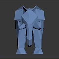 Blue Low Poly Elephant Sculpture with Geometric Design and Reflective Surface