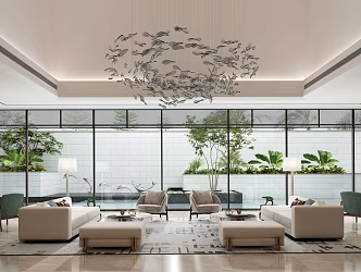 Modern reception area Sales office Negotiation area 3d model