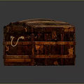 Vintage Handcrafted Wooden Storage Trunk With Metal Straps And Rope Handles