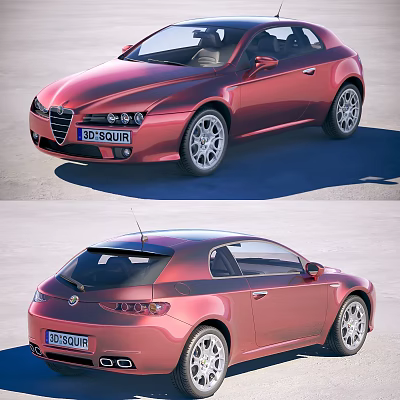 Red Alfa Romeo Coupe Exterior Design With Sleek Styling And Sporty Aesthetics 3d model