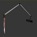 Modern Desk Lamp With White Long Arm Black Base Red Accents And Black Clamp