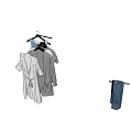Hanging Clothes On Hanger With White Gray And Casual Fashion Styles