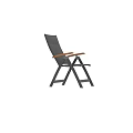 Gray Single Sofa With Wooden Armrests And Black Metal Frame Modern Design