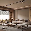 New Chinese Zen Style Home Living Room Song Style Aesthetics Living Room Zen Style Living Room Sofa Coffee Table Combination 3d model