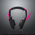 Gaming Headphones With Black Body Pink Accents Modern Design Reflective Finish Dark Background