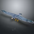 Falcon with Spread Wings and Yellow Talons Flying on Gray Background