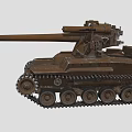 Brown Military Tank With Long Cannon Heavy Tracks And Strong Armor Design