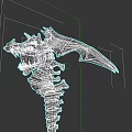 Intricate Mythical Weapon With Purple Gem And Bone Like Metallic Structure 3d model