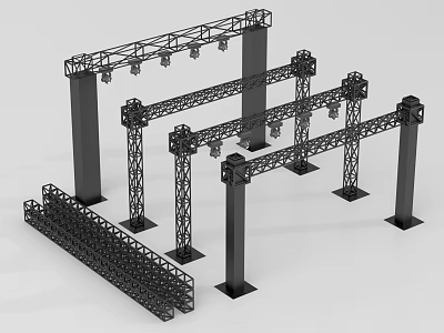Commercial Equipment Truss Structures With Lighting Fixtures For Event Setup 3d model
