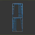 Modern Blue Metal Frame Storage Furniture With Multiple Wooden Platforms And Stairs