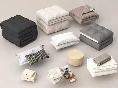 Modern bedding quilt pillow bedding 3d model Modern bedding quilt pillow bedding 3d model