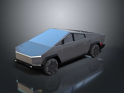 Futuristic Electric Truck 3D Model With Angular Design And Large Tires 3d model