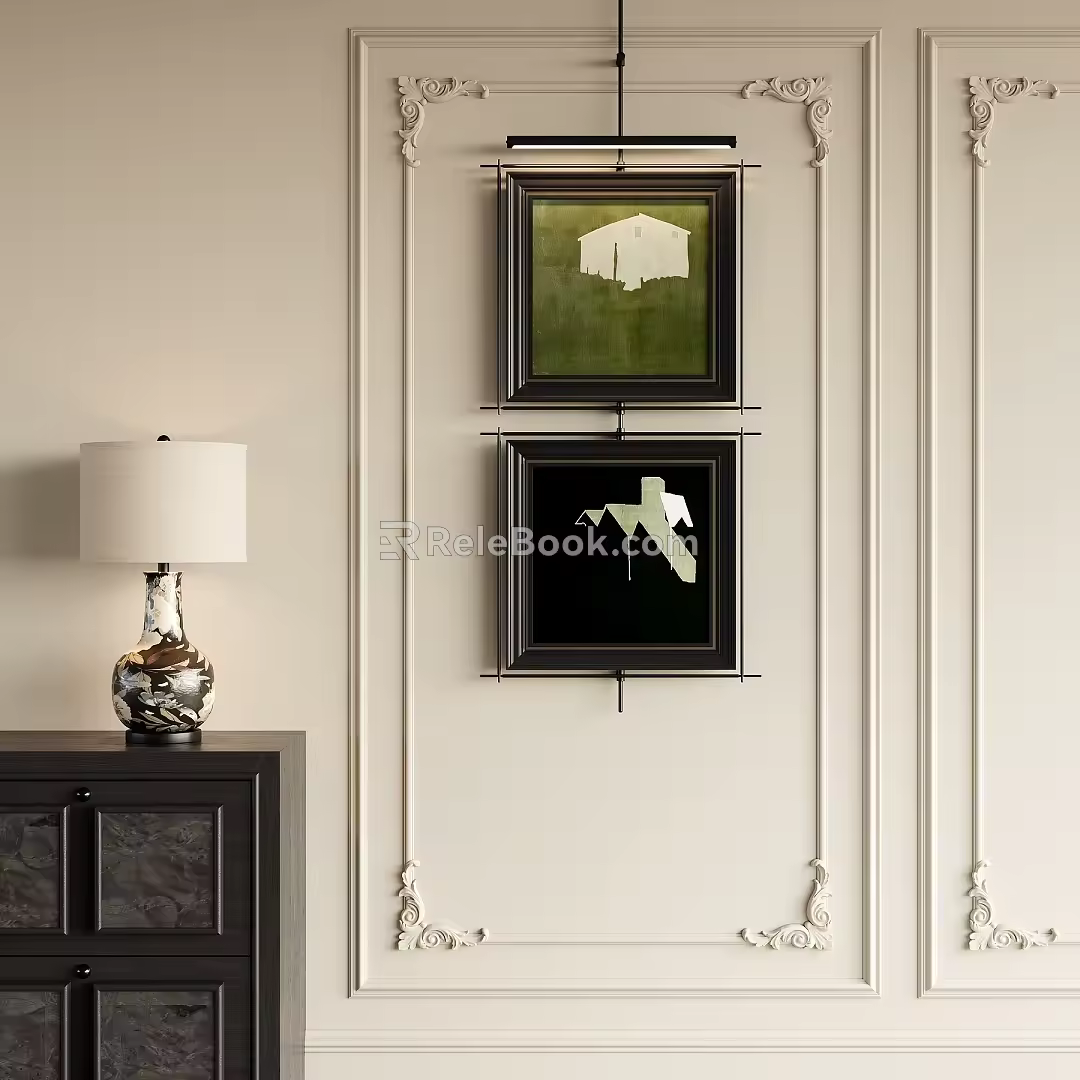 Middle Ancient Style Decorative Painting 3d model