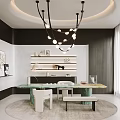 Modern Tea Room Study Office Tea Table and Chair Combination Teapot Tea Cup Combination Tea Set Storage Cabinet Running Tea Table 3d model