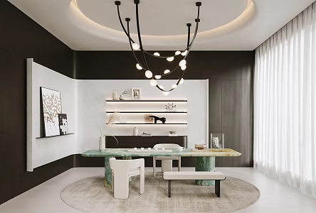 Modern Tea Room Study Office Tea Table and Chair Combination Teapot Tea Cup Combination Tea Set Storage Cabinet Running Tea Table 3d model