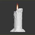 Candle Lamp With White Dripping Wax And Lit Flame For Home Decoration