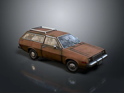 Vintage Brown Wagon with Wood Paneling and Roof Rack Classic Retro Design 3d model