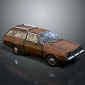 Vintage Brown Wagon with Wood Paneling and Roof Rack Classic Retro Design