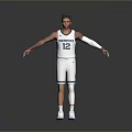 Man in White Timberwolves Jersey Number 12 with Arm Sleeves and Outstretched Arms
