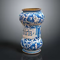 Exquisite Carved Vase With Blue And White Intricate Patterns And Decorative Details