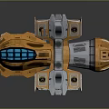 Futuristic Orange And Silver Cosmic Spaceship With Blue Lights And Advanced Structure