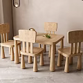 Light Wood Minimalist Table And Chairs Set For Home Interior Design