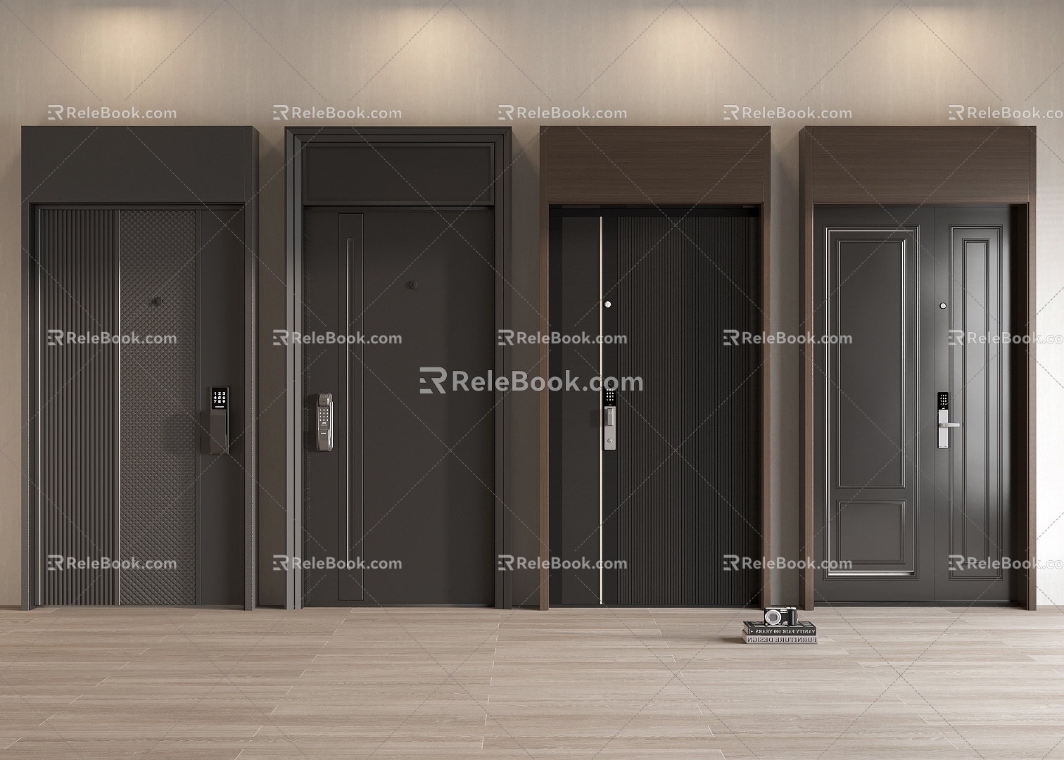 Entry door modern door security door single door password door lock 3d model