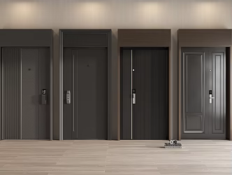 Entry door modern door security door single door password door lock 3d model