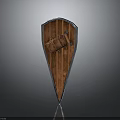 Medieval Wooden Shield With Metal Frame And Leather Straps For Defense