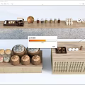 Wooden Display Shelves With Bread Loaves Spice Jars And Decorative Items