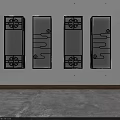 Modern Chinese Style Wall Lamps with Geometric Line Designs Black Frames and Transparent Panels