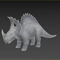 Realistic Triceratops 3D Model With Three Horns Spiked Frill And Gray Skin Texture
