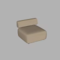 Modern Beige Single Seater Sofa With Square Design And Upholstered Cushion 3d model