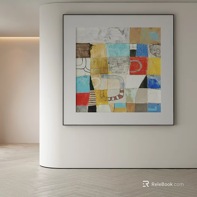 Abstract Painting Featuring Colorful Geometric Patterns For Modern Interior Wall Decor 3d model