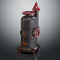 Vintage Industrial Mechanical Device With Black Body Red Top Knob Gauge And Base