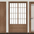 Modern Double Panel Wooden Sliding Door With Glass Lattice Panels For Interior Design