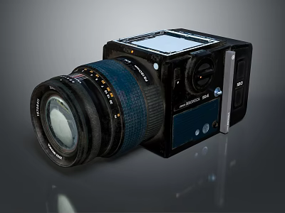 Sleek Black Computer Device With Large Camera Lens And Functional Control Buttons 3d model