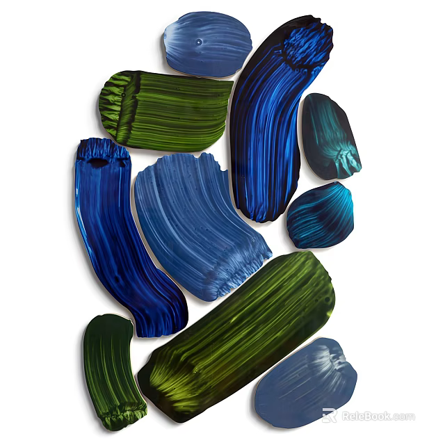 Modern Artistic Animal Wall Decor With Blue Green Textured Hand Painted Design 3d model 